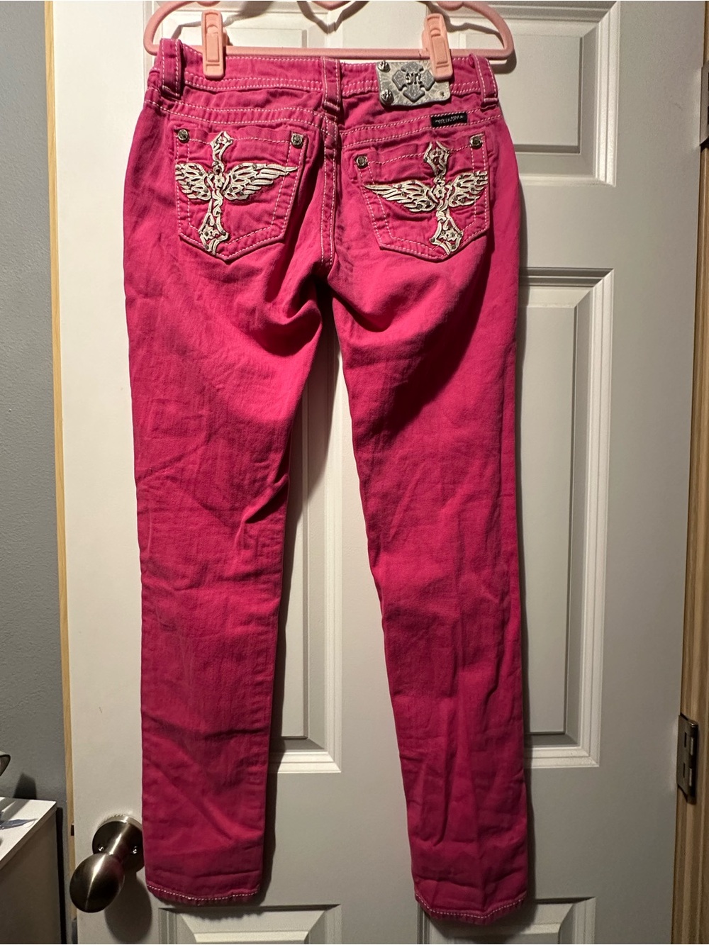 Miss Me Hot Pink Skinny Jeans with Embroidered Back Pockets